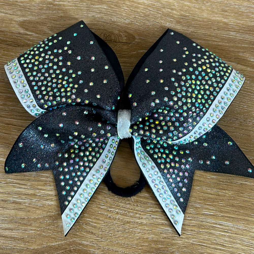 Girls Cheer Bow Large Black and White